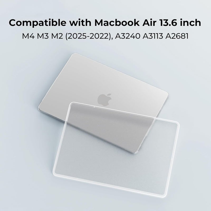 BlueSwan Anti-Cracking Hard Shell Case Compatible with MacBook Air 13 inch M4 M3 M2 2026 2025-2022 A3240 A3113 A2681, Drop Protection Soft TPU Bumper PC Base for Air 13.6 inch, Frosted White - Image 5